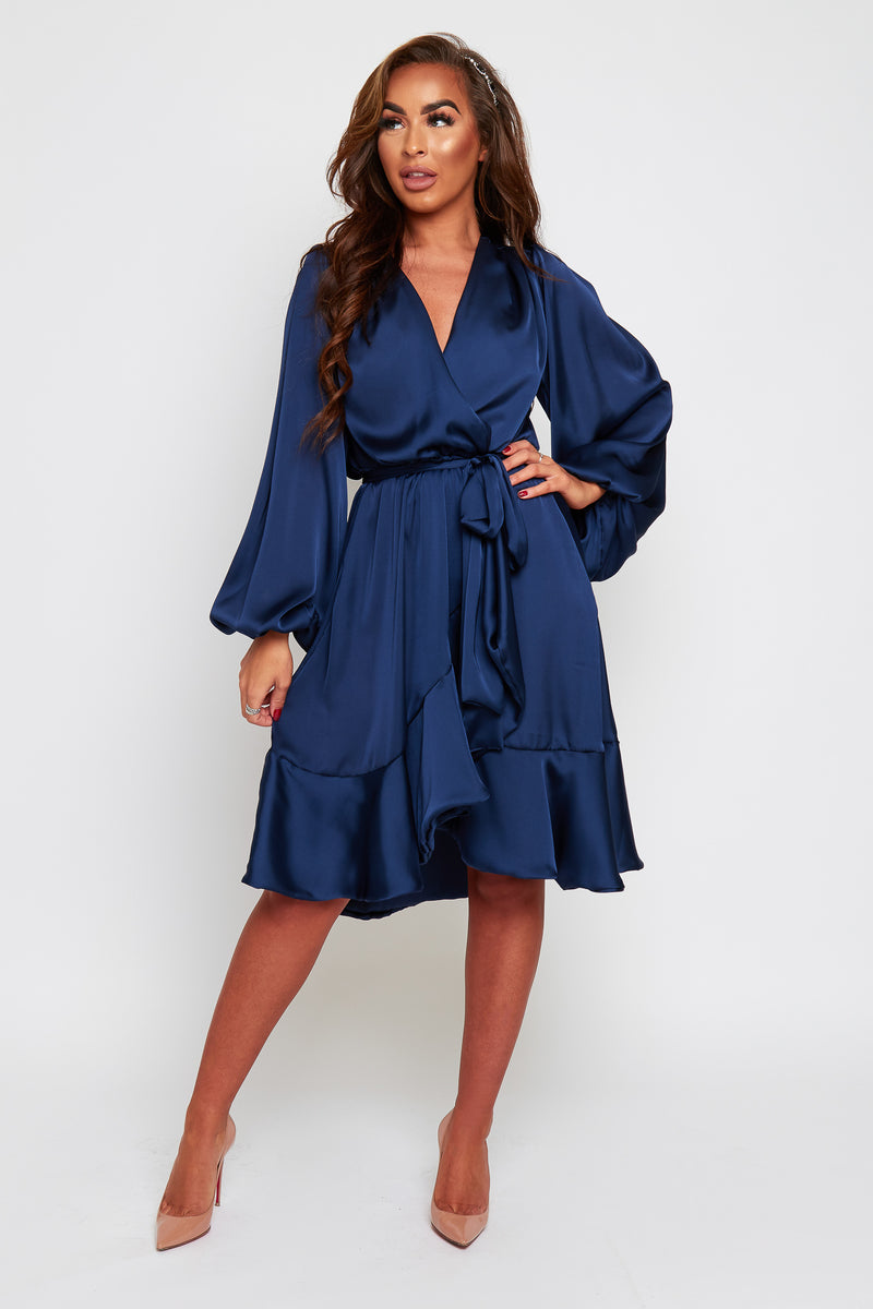 Maya Wrap Style Dress With Frilled Hem – She By Sophie